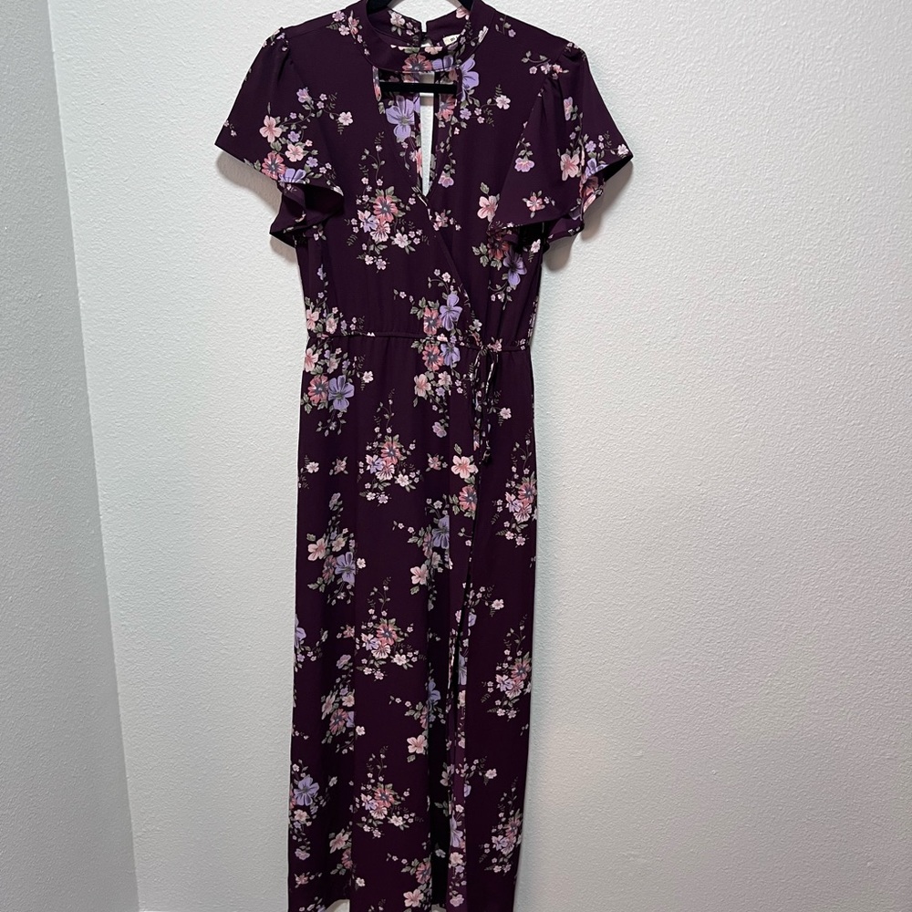 Miami Burgundy Floral Maxi Dress Size Small